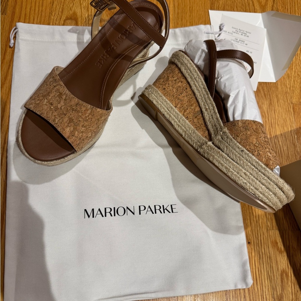Marion parke Brown Espadrille Wedges with Ankle Strap new size 7